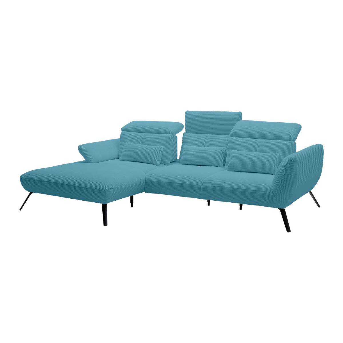 Wohnlandschaft Seattle Blau - Blau/Schwarz, MODERN, Holzwerkstoff/Textil (196/301cm) - Premium Living