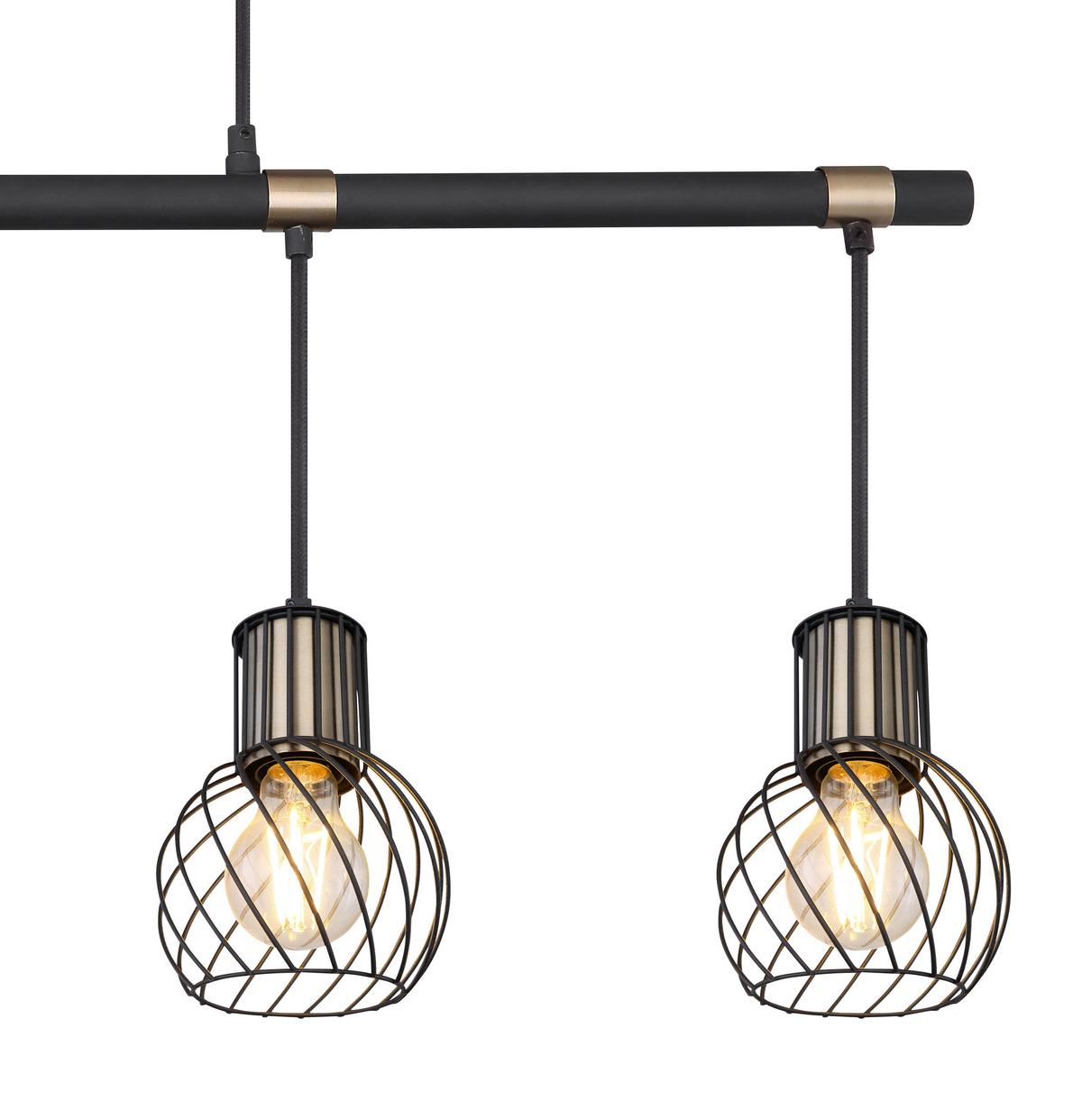 Svjetiljka Viseća 54013-4h Argusto - zlatne boje/crna, Trend, metal/tekstil (87/12/120cm) - Globo