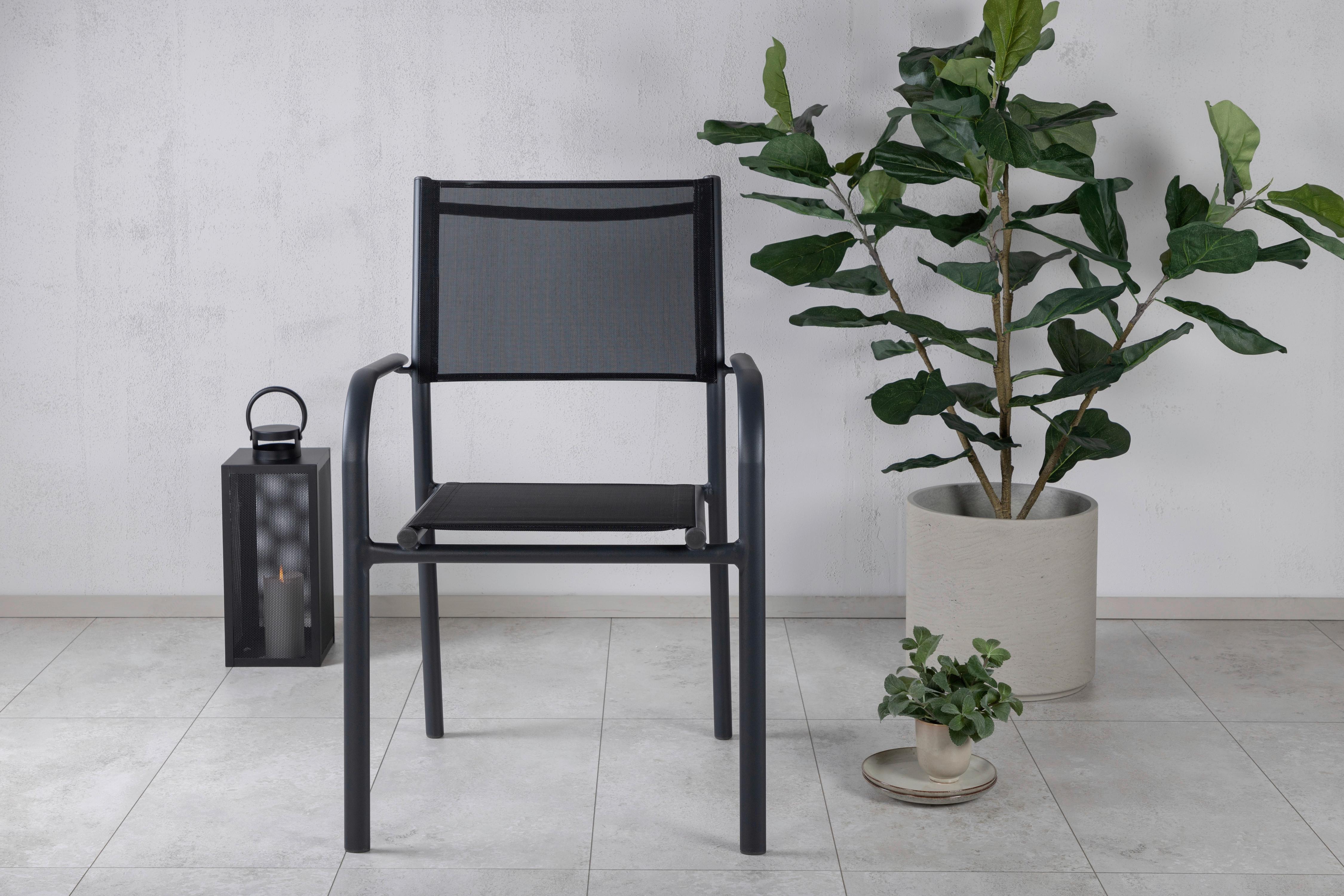Stapelsessel 2er-Set Santorini ca. 56x90x55 cm Schwarz - Schwarz, KONVENTIONELL, Metall (56/90/55cm) - Gardenson