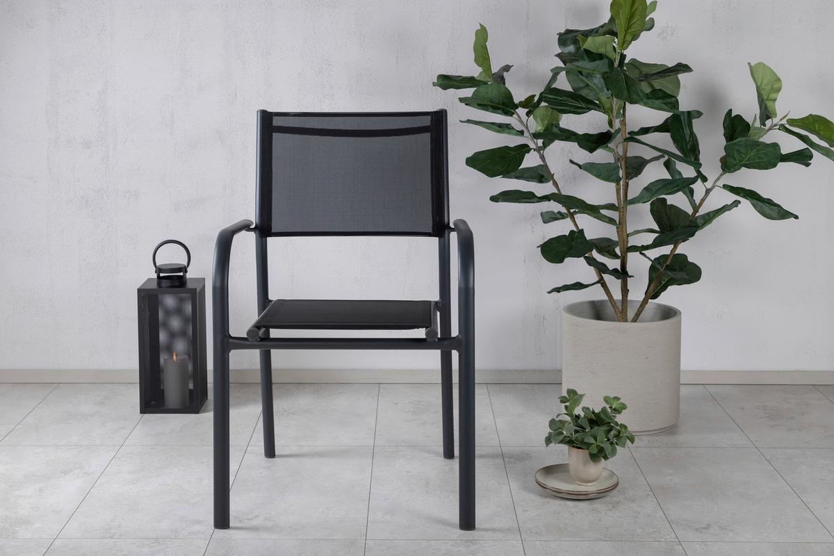 Stapelsessel 2er-Set Santorini ca. 56x90x55 cm Schwarz - Schwarz, KONVENTIONELL, Metall (56/90/55cm) - Gardenson