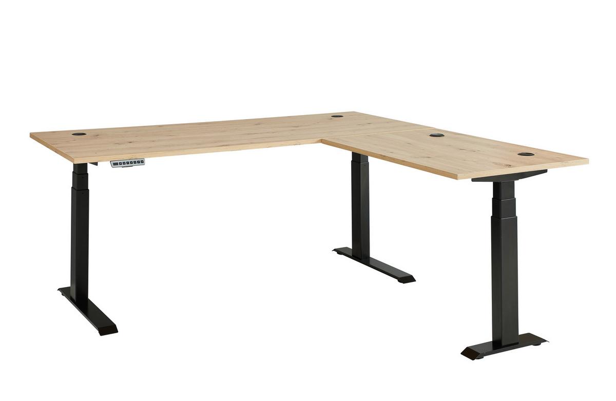 Sarokíróasztal Memphis - grafitszürke/Artisan tölgy, Modern, faalapú anyag/fém (185/177cm) - Premium Living
