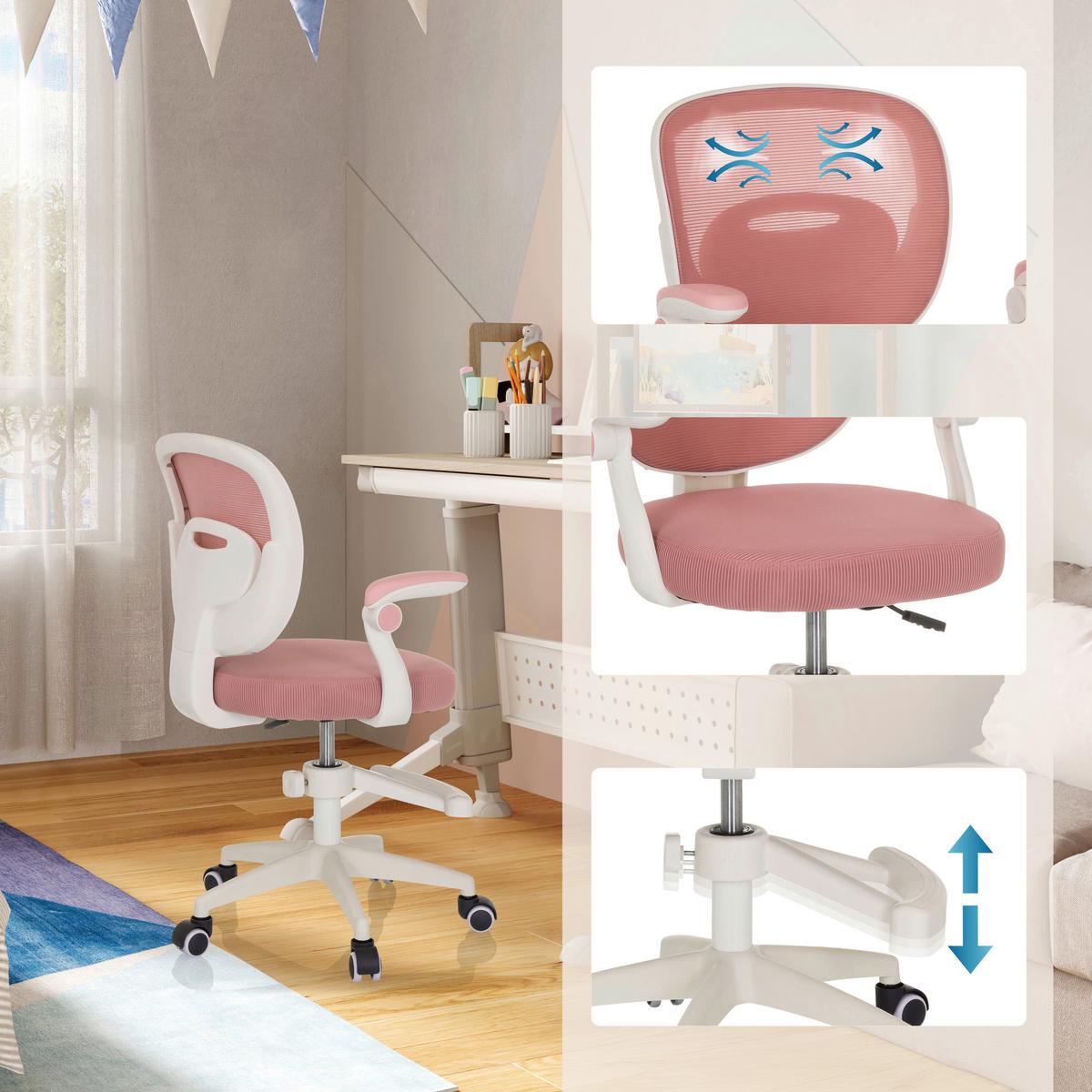 Mladinski Vrtljivi Stol Kiddy Smart, Roza - roza/bela, Moderno, umetna masa/tekstil (61/84-97/55cm) - MID.YOU