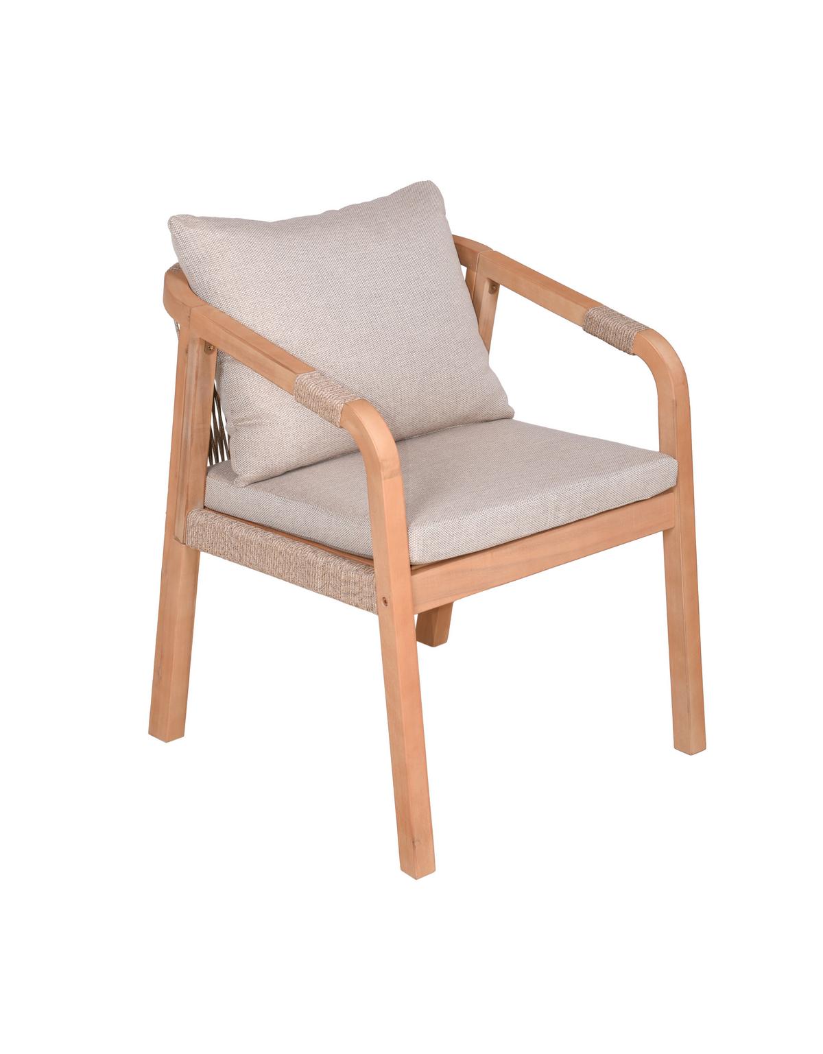 Gartensessel Holz Bogota ca. 59x75x64 cm Beige - Hellbraun, Basics, Holz/Textil (59/75/63,5cm) - Gardenson