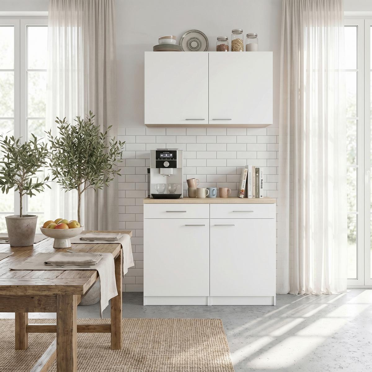 Bife Omara Merle, 100cm - srebrne barve/barve hrasta, Basics, kovina/leseni material (100/200/60cm) - Respekta