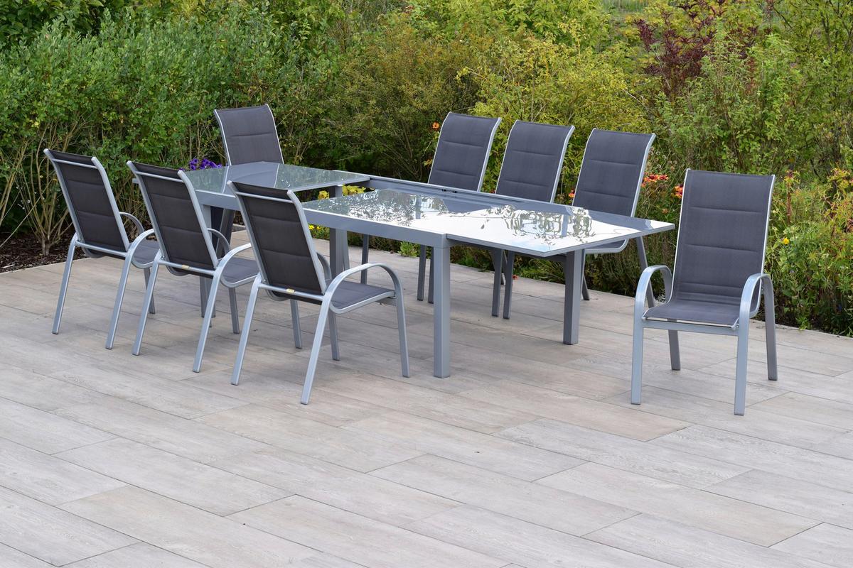 GARTENSET AMALFI DI LUSSO - Anthrazit/Silberfarben, MODERN, Textil/Metall - Gardenson