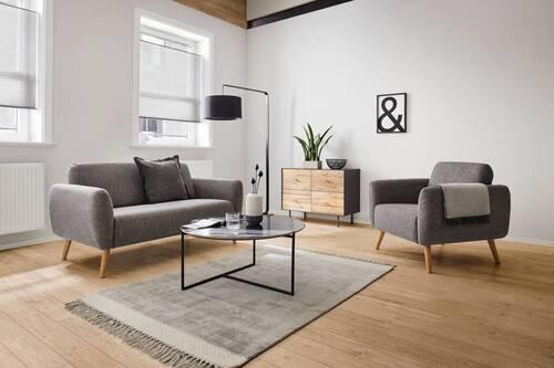 RELAXFÅTÖLJ PIA - mörkgrå/naturfärgad, Modern, trä/textil (86/76/75cm) - Bessagi Home