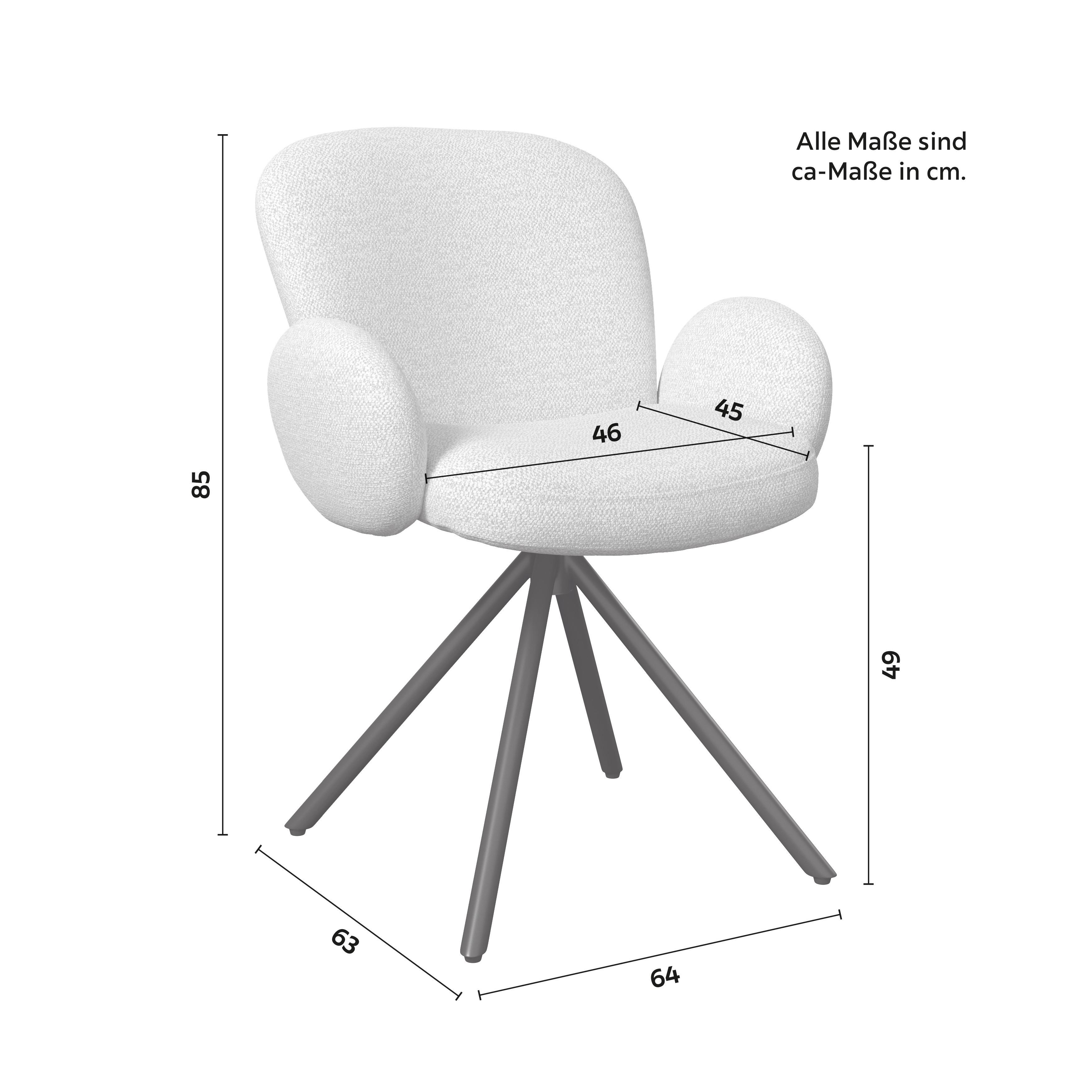 STOL MED ARMSTÖD JOSEA - svart/cremefärgad, Modern, metall/trä (64/85/63cm) - Bessagi Home