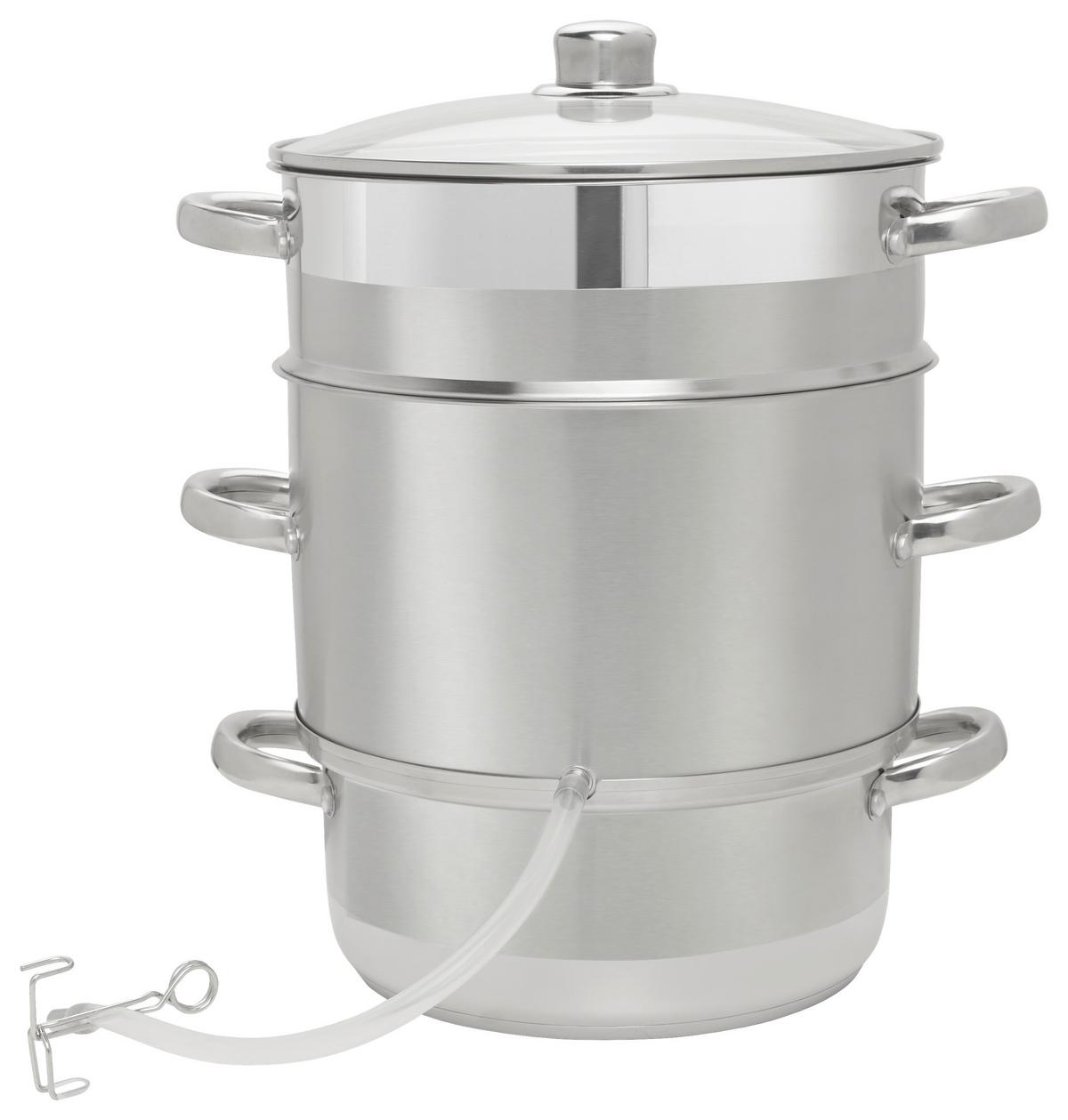 SOKOWIRÓWKA PAROWA BASIC COOKING - kolor stalowy/przezroczysty, Basics, metal/szkło (28cm) - Homeware Profession.