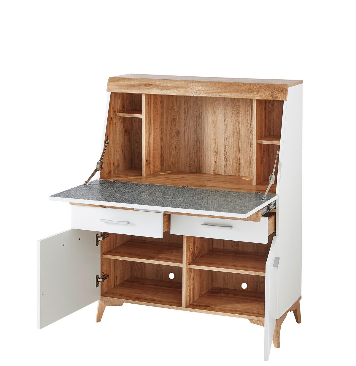 Írószekrény Fehér-tölgy Szín Secret - tölgyfa színű/ezüstszínű, Modern, műanyag/faalapú anyag (98/124/42cm)