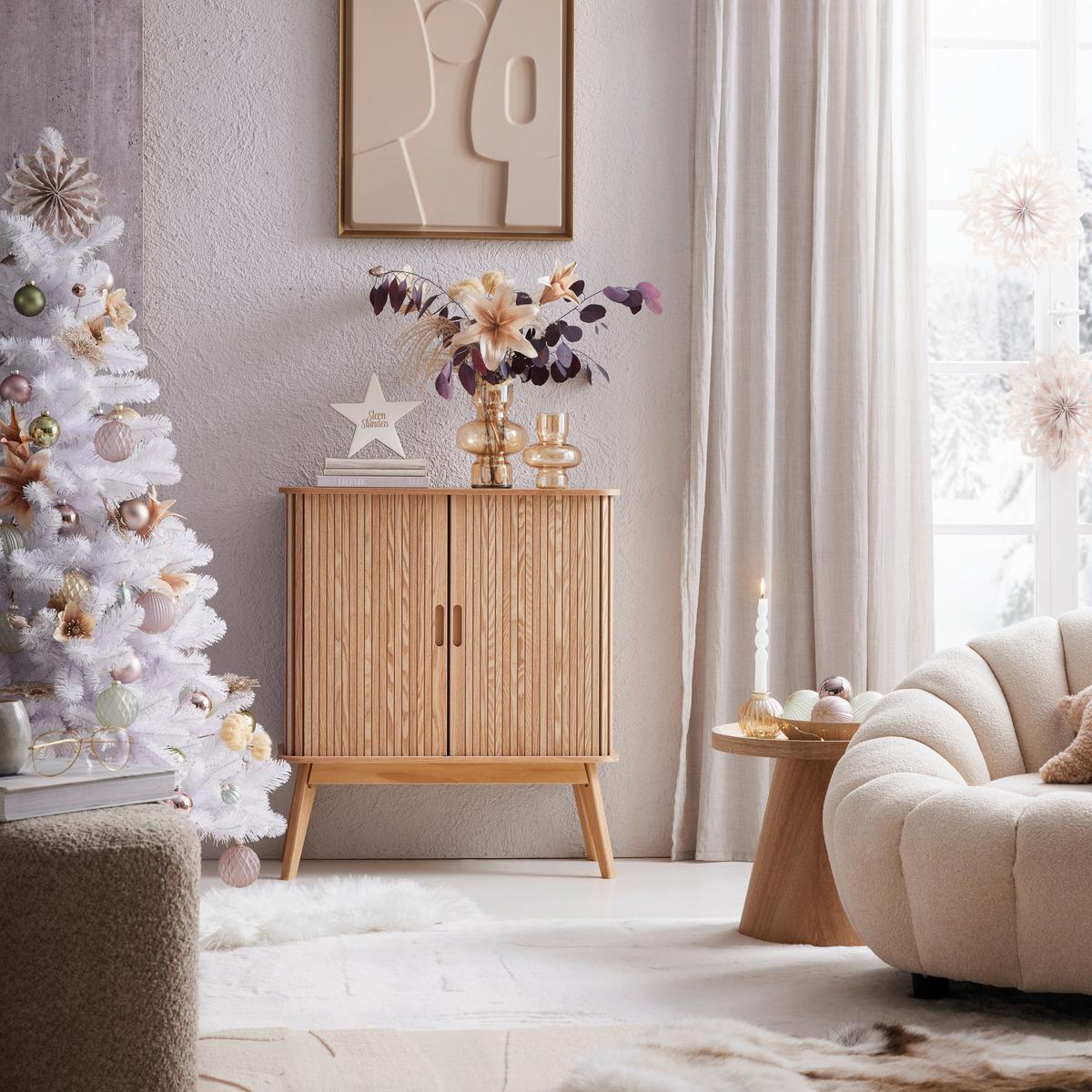 KOMODA SKANDY -TREND- - kolor naturalny, Modern, materiał drewnopochodny/drewno (70/80/30cm) - Premium Living