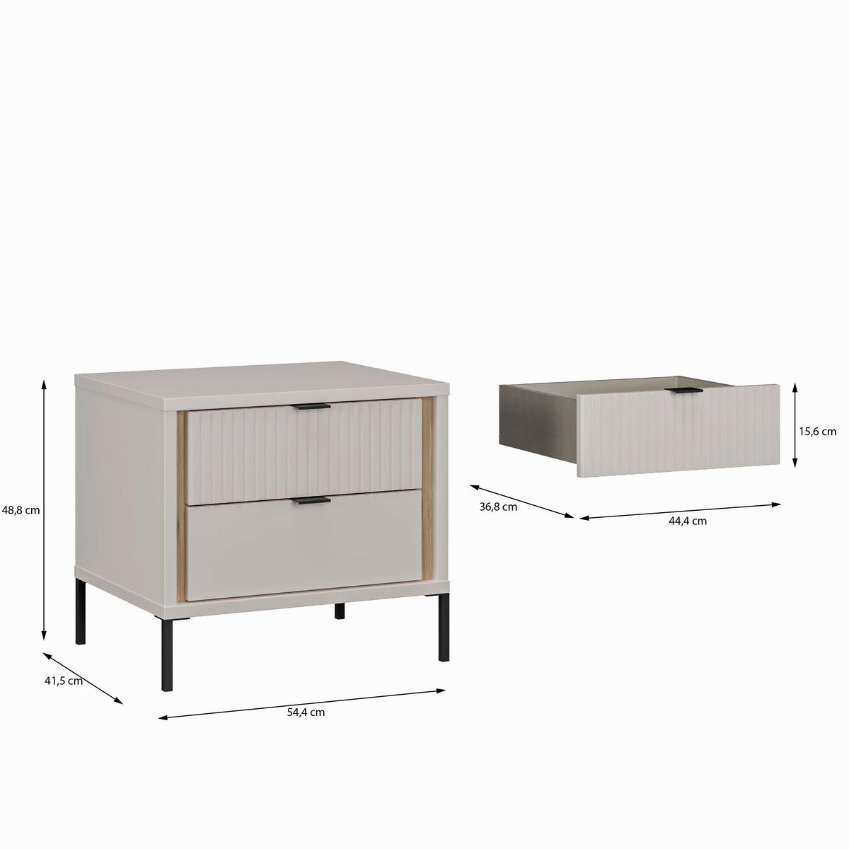 Noptieră Seravel - culoare lemn stejar/nisipiu, Konventionell, metal/material pe bază de lemn (54,4/48,8/41,5cm) - Modern Living
