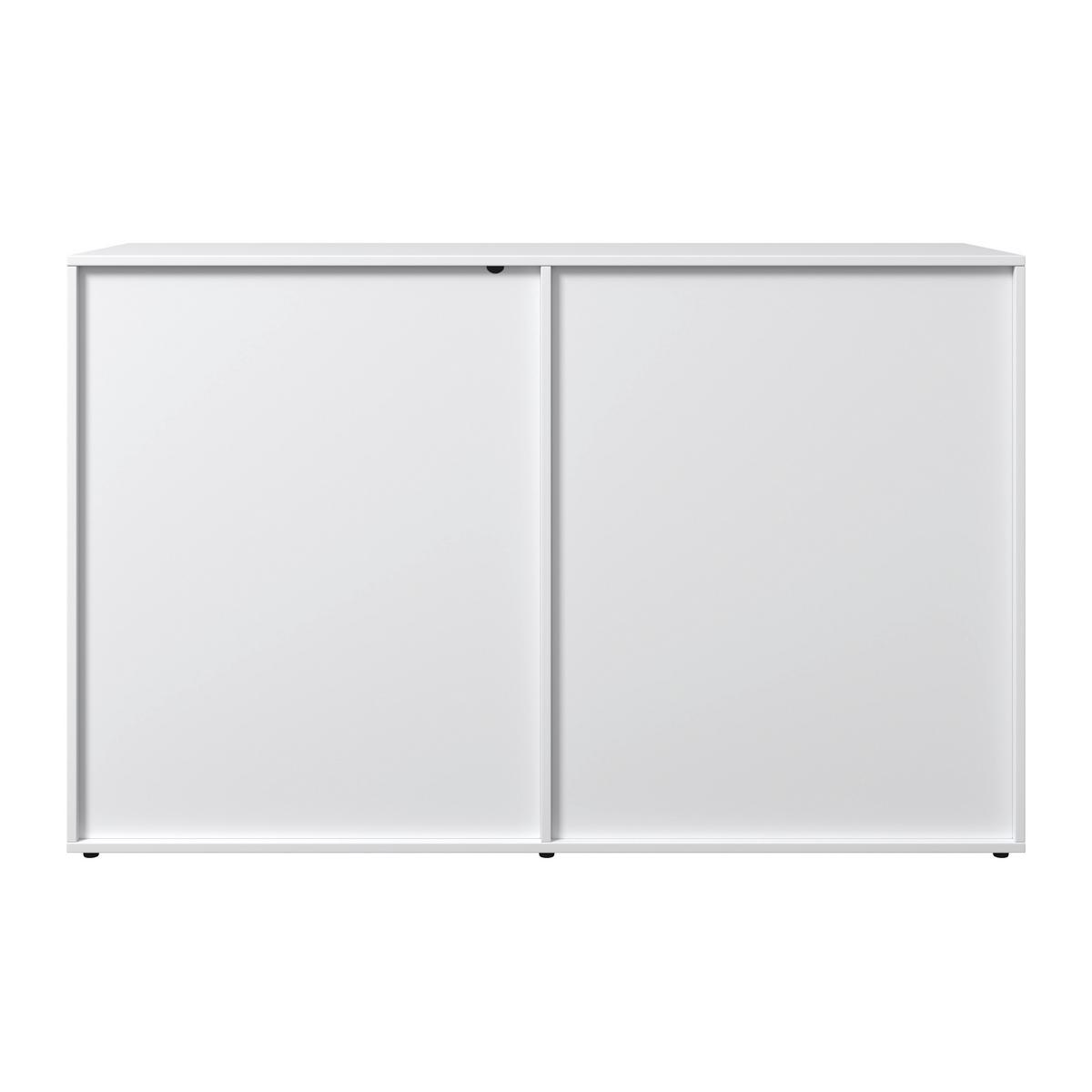 Kommode Mick Weiß MDF - Schwarz/Braun, MODERN, Kunststoff/Textil (120/75/40cm) - Bessagi Home