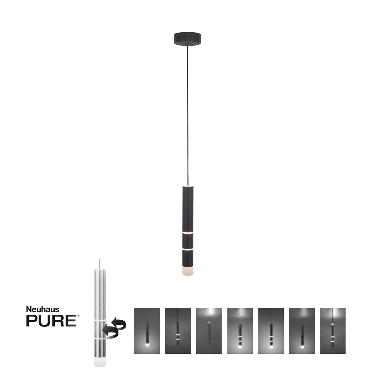 LAMPA WISZĄCA LED 2211-18 PURE-VEGA - czarny, Design, tworzywo sztuczne/metal (12/12/120cm) - Neuhaus PURE