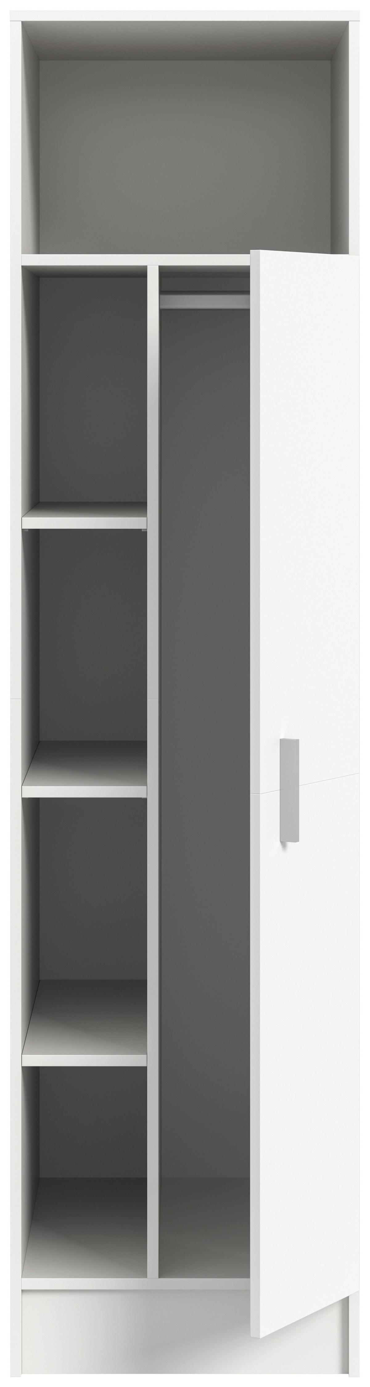 Hochschrank Free Weiß - Silberfarben/Weiß, Basics, Holzwerkstoff/Kunststoff (50/195/62cm) - MID.YOU