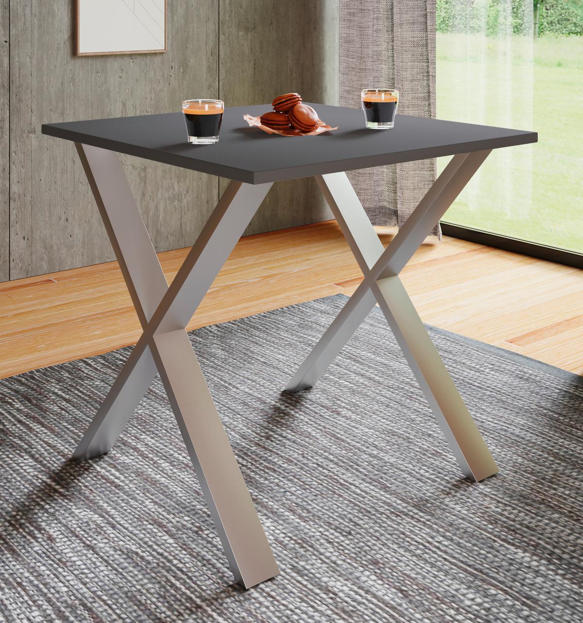 ESSTISCH XONA - Anthrazit/Silberfarben, Basics, Holzwerkstoff (80/80/76cm) - MID.YOU