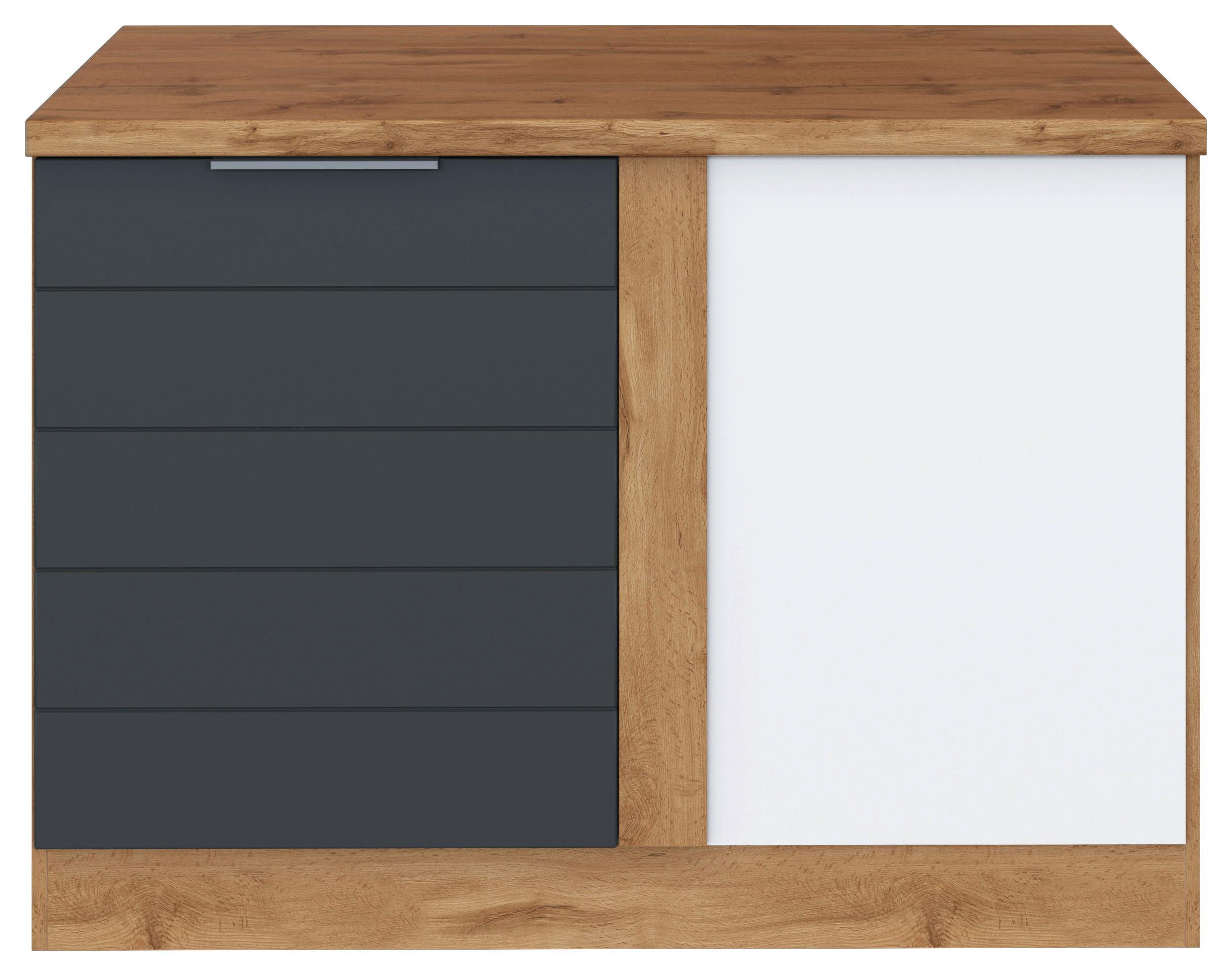 Eckunterschrank Florenz ca. 120 cm Grau/Eiche - Eiche Wotan/Grau, Design, Holzwerkstoff/Metall (120/86/60cm) - Held