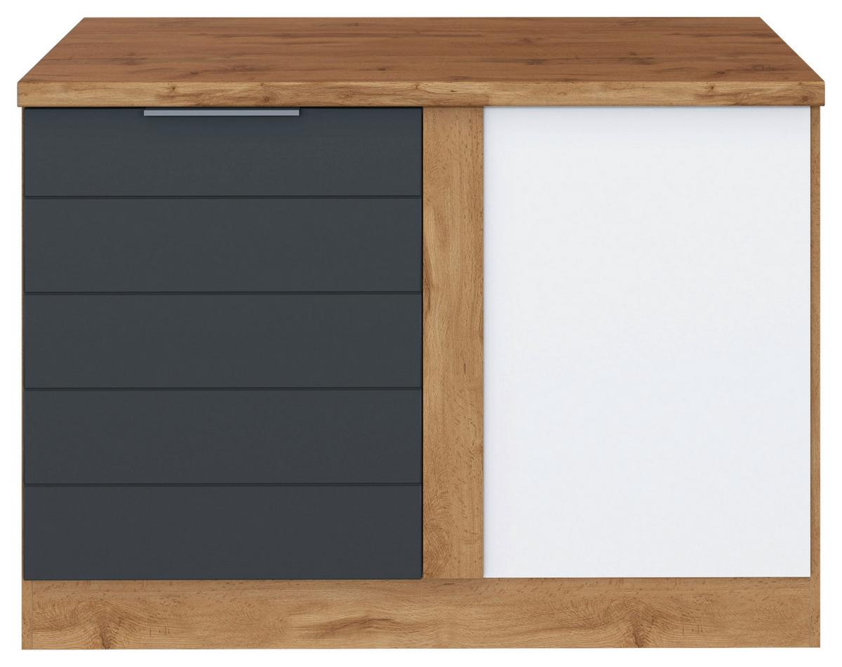 Eckunterschrank Florenz ca. 120 cm Grau/Eiche - Eiche Wotan/Grau, Design, Holzwerkstoff/Metall (120/86/60cm) - Held