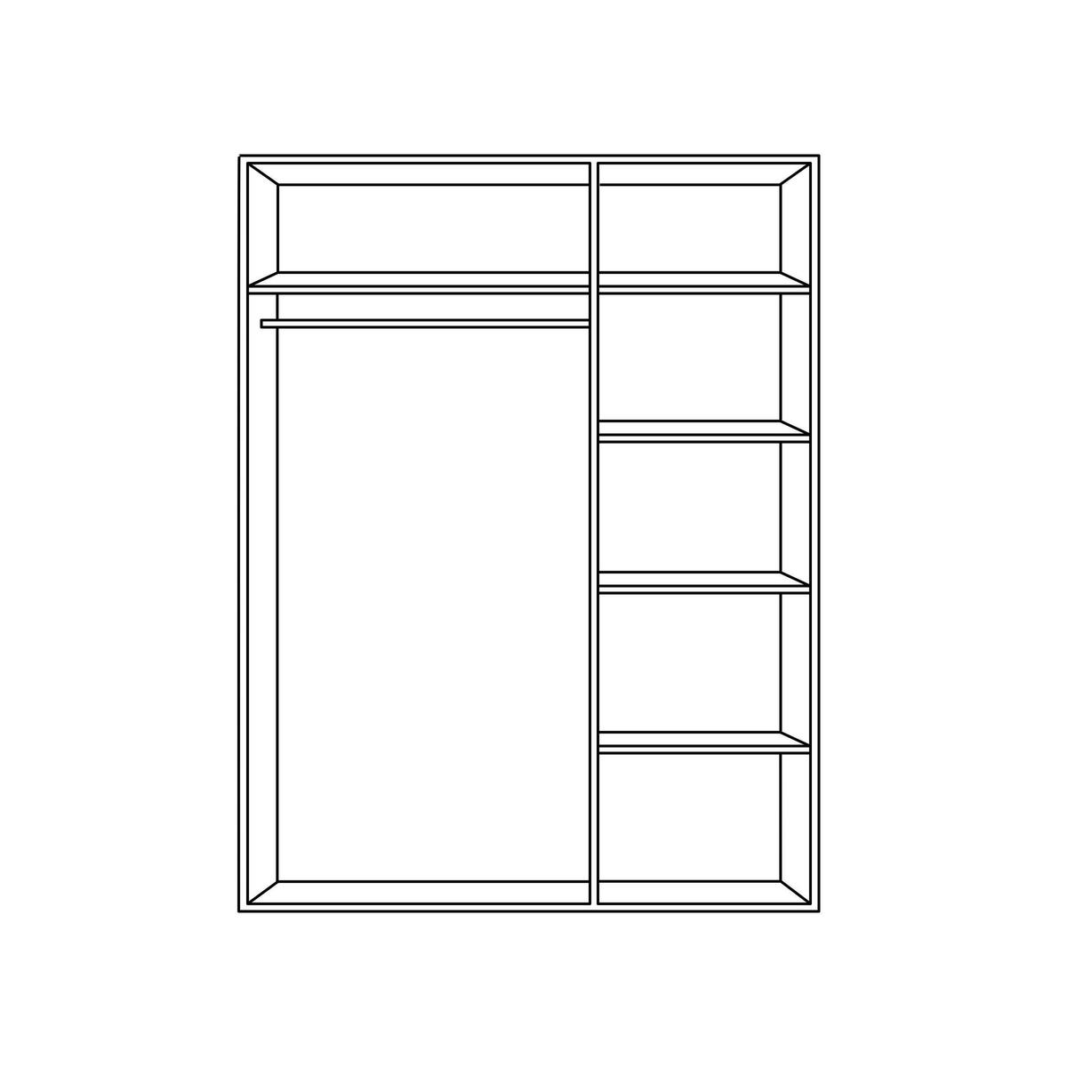 Beléphető Sarokszekrény Norderney - fekete/tölgyfa, Konventionell, faalapú anyag/fém (135,2/197/97cm) - Carryhome