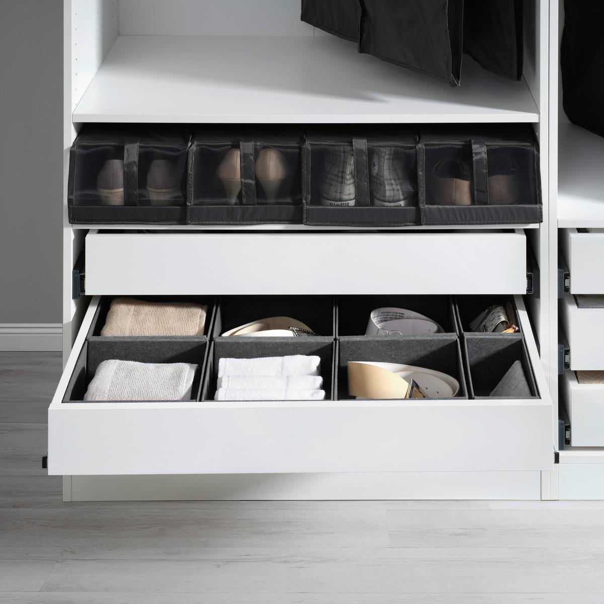 Schubladenbox Unit - L in Grau - Grau, KONVENTIONELL, Textil - Premium Living