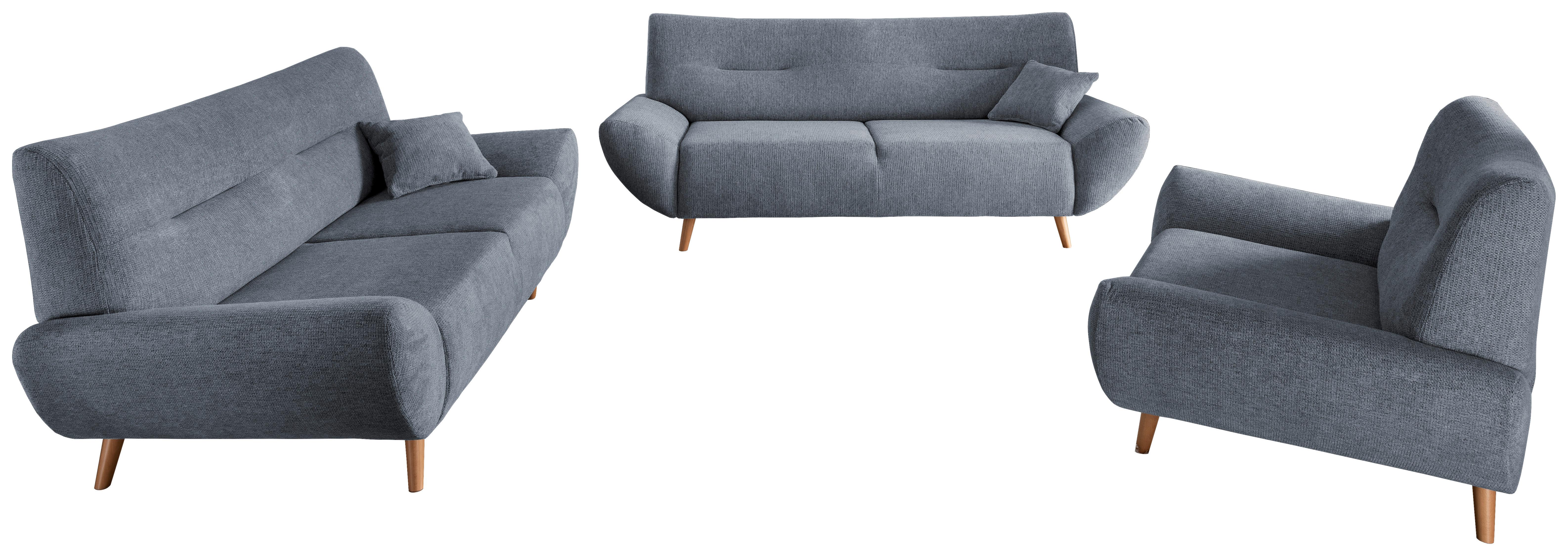 3-Sitzer-Sofa Drago Hellblau Chenille - Wildeiche/Hellblau, MODERN, Holz/Textil (205/81/90cm) - MID.YOU