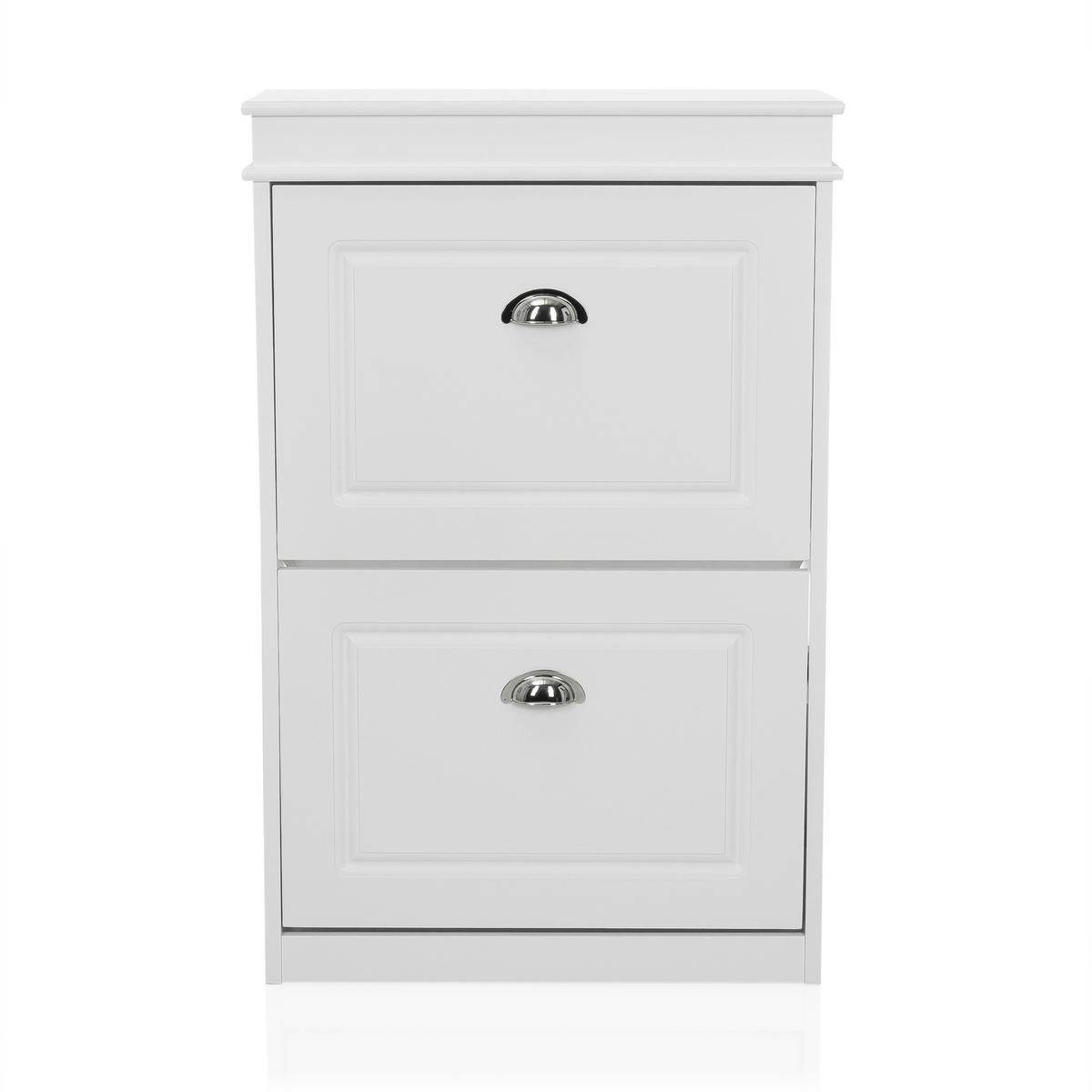 Omara Za Čevlje Estha 2, Bela - srebrne barve/bela, Moderno, kovina/leseni material (53/82/24cm) - MID.YOU