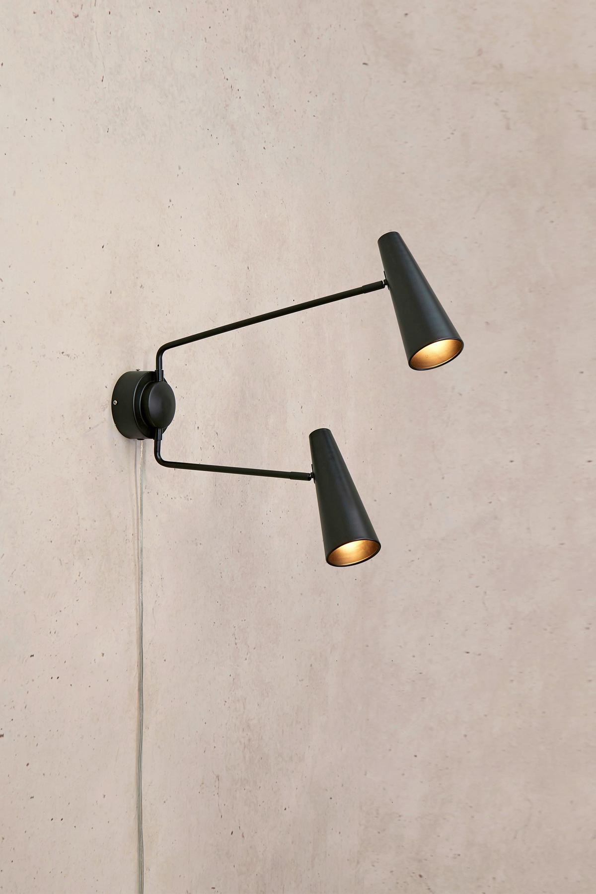 Wandleuchte Peak Wall Schwarz max. 40 Watt - Schwarz, Basics, Metall (12/62/50,5cm) - Markslöjd