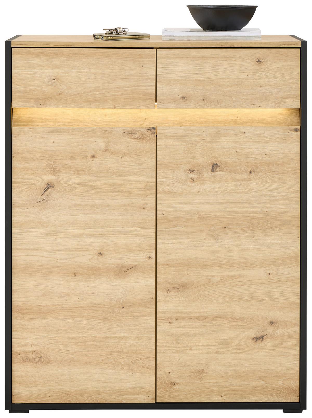 Comodă WELCOME - stejar Artisan/negru, Modern, material pe bază de lemn (88,3/108/38cm) - Modern Living