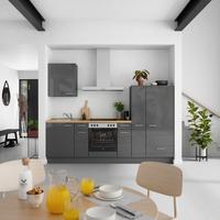 Küchenblock Flash Low m. Geräten Schieferfarben - Schieferfarben/Edelstahlfarben, MODERN, Holzwerkstoff/Metall (270cm) - Nobilia