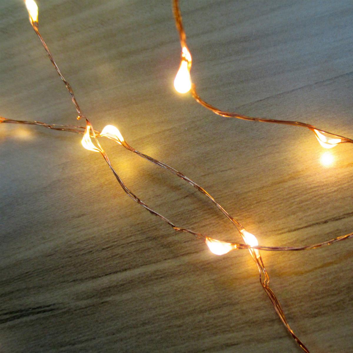 Micro LED-es Fényfüzér 160db Melegfehér LED - fehér, műanyag (1590cm)