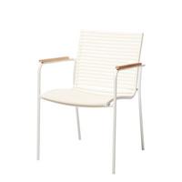 Gartensuhl Mood Weiß/Teak stapelbar - Weiß/Teakfarben, Natur, Holz/Kunststoff (60/84/56cm) - Gardenson