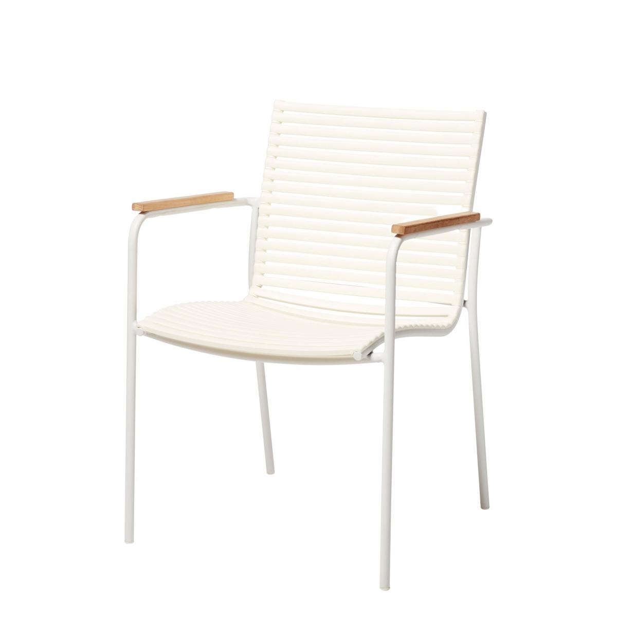 Gartensuhl Mood Weiß/Teak stapelbar - Weiß/Teakfarben, Natur, Holz/Kunststoff (60/84/56cm) - Gardenson