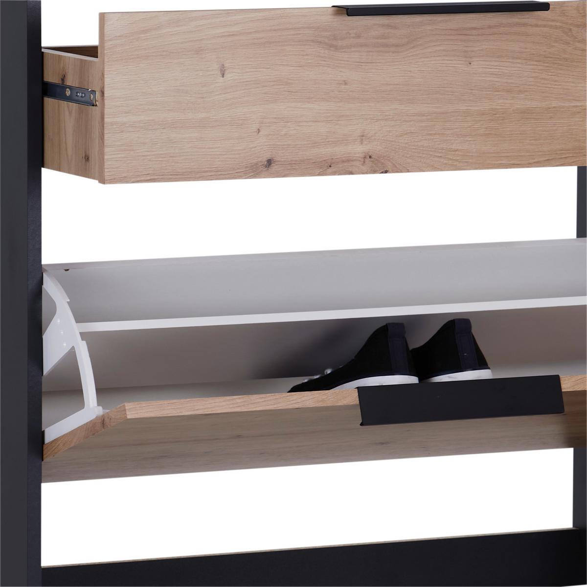 Omara Z Loputami Za Čevlje Anna 02, Antracit, Hrast - črna/barve hrasta, Moderno, kovina/leseni material (79/103,4/25cm) - Mömax