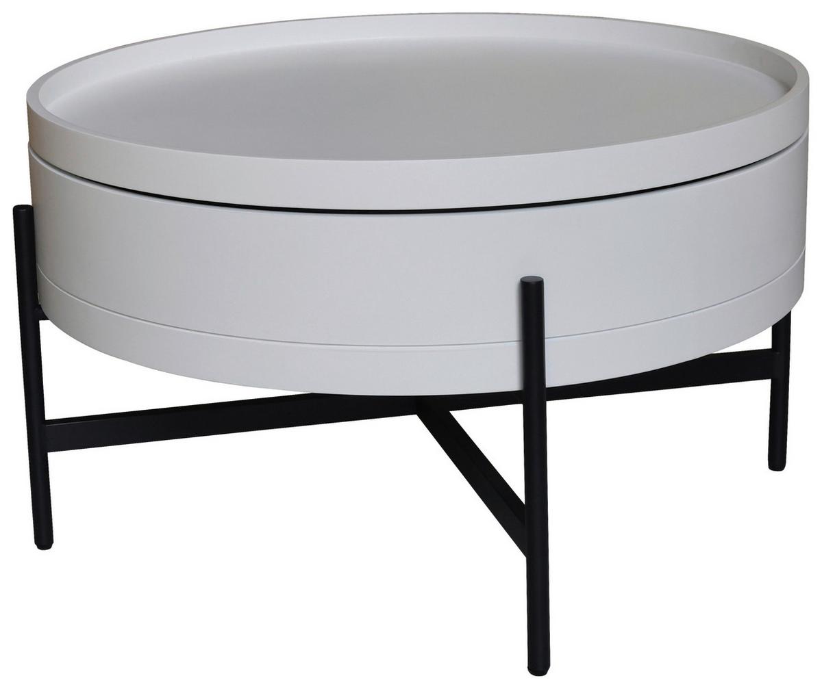 Couchtisch Malabo Weiß ca. 80x45x80cm - Schwarz/Weiß, MODERN, Holzwerkstoff/Metall (80/45/80cm) - Premium Living