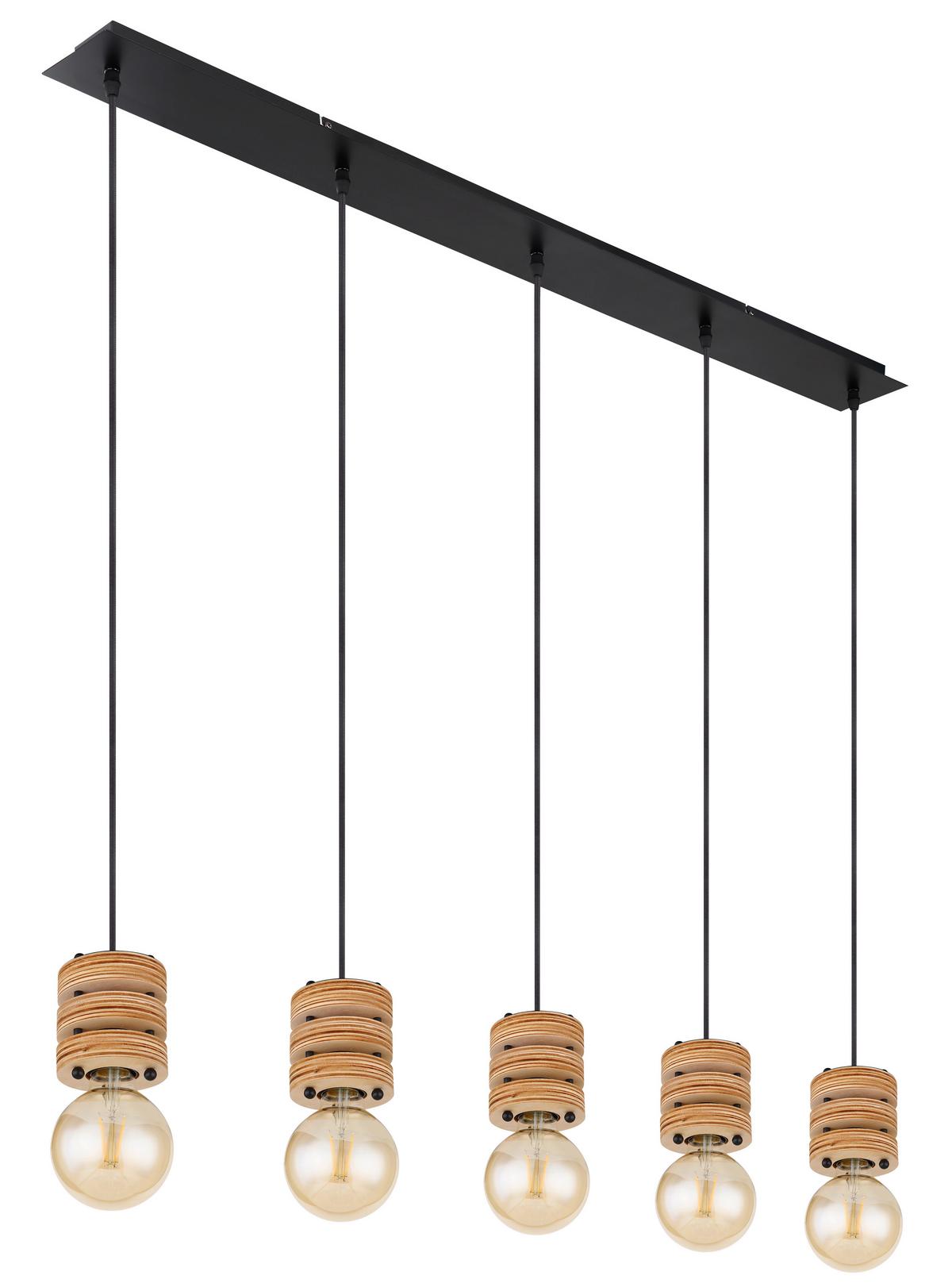 Viseča Svetilka Angeline - črna/rjava, Konvencionalno, kovina/leseni material (116/10/120cm) - Globo