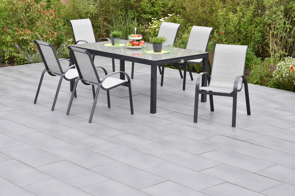 Vrtni Set Amalfi, 7-Delni, Aluminij - siva/barve grafita, Moderno, kovina/tekstil - Gardenson