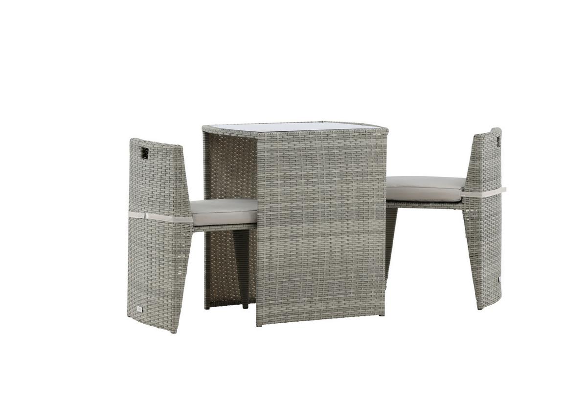 BALKONSET SAVANNA - Schwarz/Grau, KONVENTIONELL, Kunststoff/Metall - Gardenson