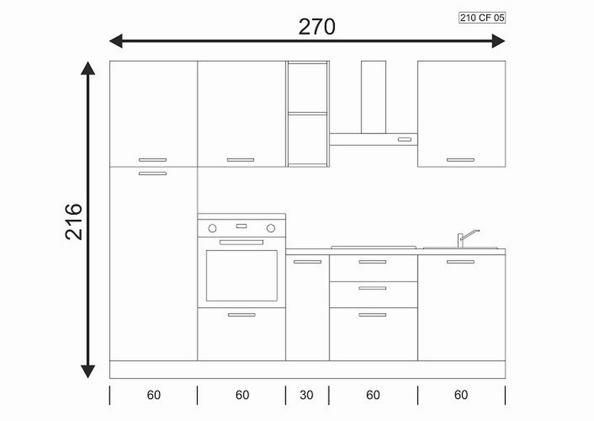 Küchenblock Talia Weiß/Graubaun/Eukalyptus - Magnolie/Grauweiß, LIFESTYLE, Holzwerkstoff/Kunststoff (270cm) - MID.YOU