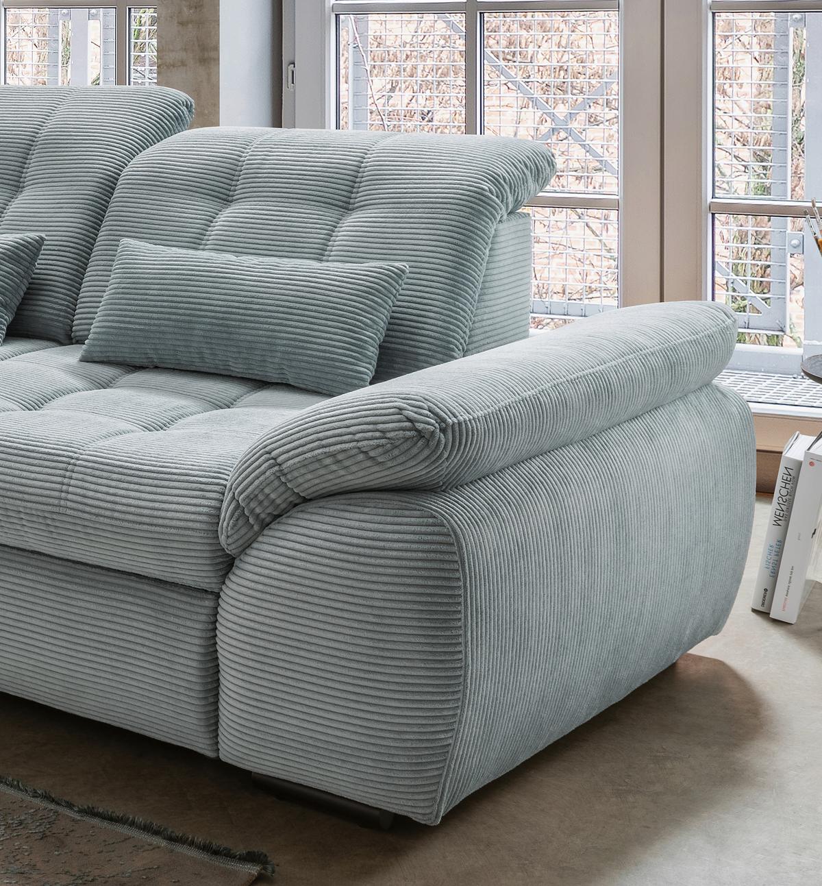Ecksofa mit Bettkasten Rigatti ca. 184x314 cm Blau - Schwarz/Hellblau, MODERN, Textil/Metall (184/314cm) - Livetastic