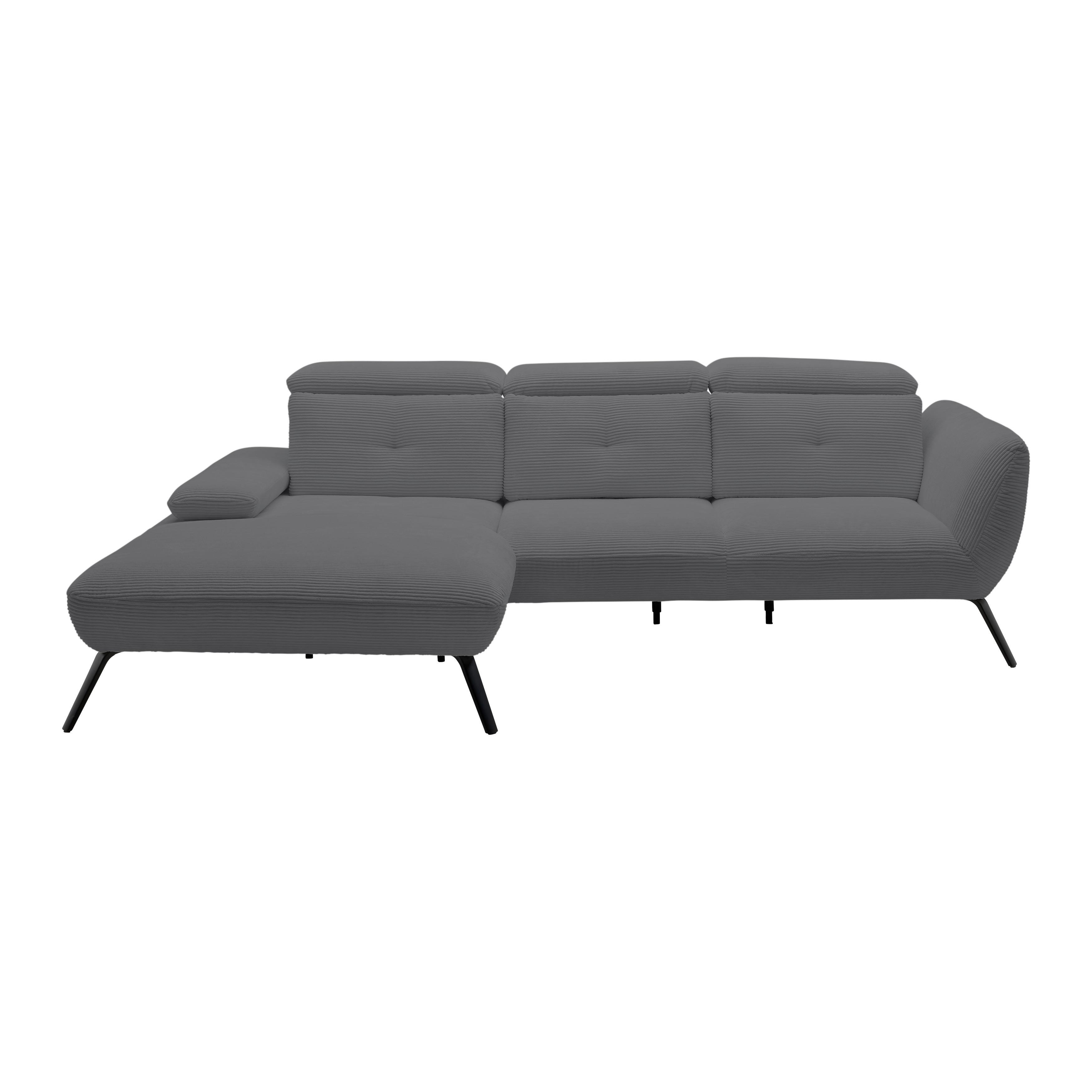Wohnlandschaft Seattle Grau - Schwarz/Weiß, MODERN, Holzwerkstoff/Textil (196/301cm) - Premium Living