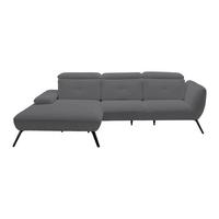 Wohnlandschaft Seattle Grau - Schwarz/Weiß, MODERN, Holzwerkstoff/Textil (196/301cm) - Premium Living