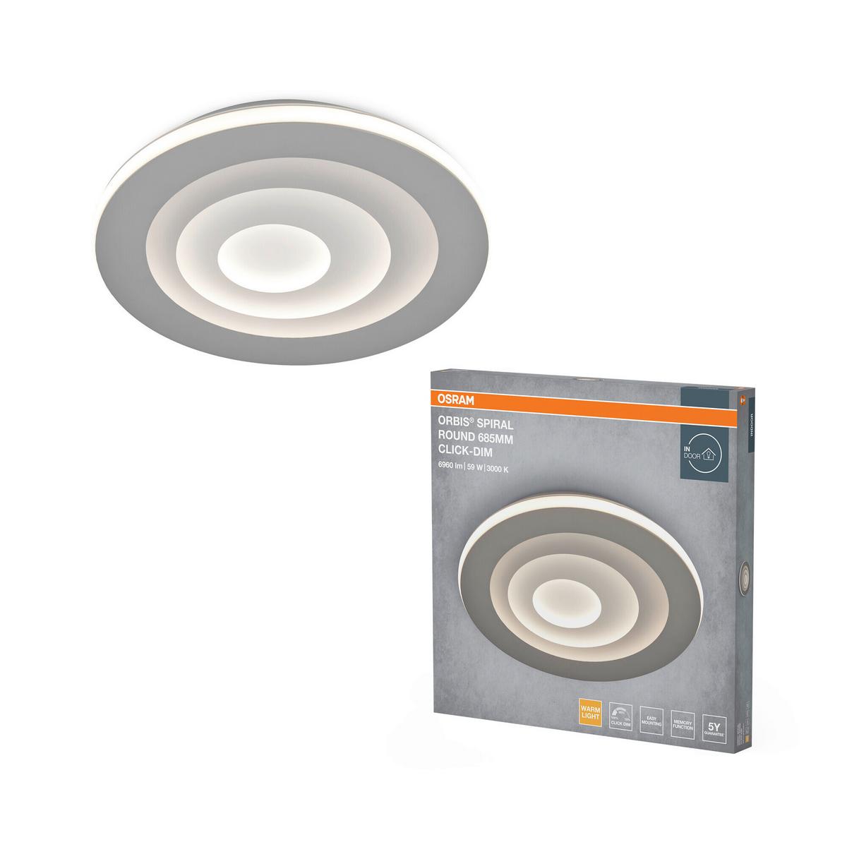 LAMPA SUFITOWA LED ORB SPRLRD 685 59W830 CLDIM GR - szary, Design, tworzywo sztuczne/metal (68,5/5,6cm) - Osram