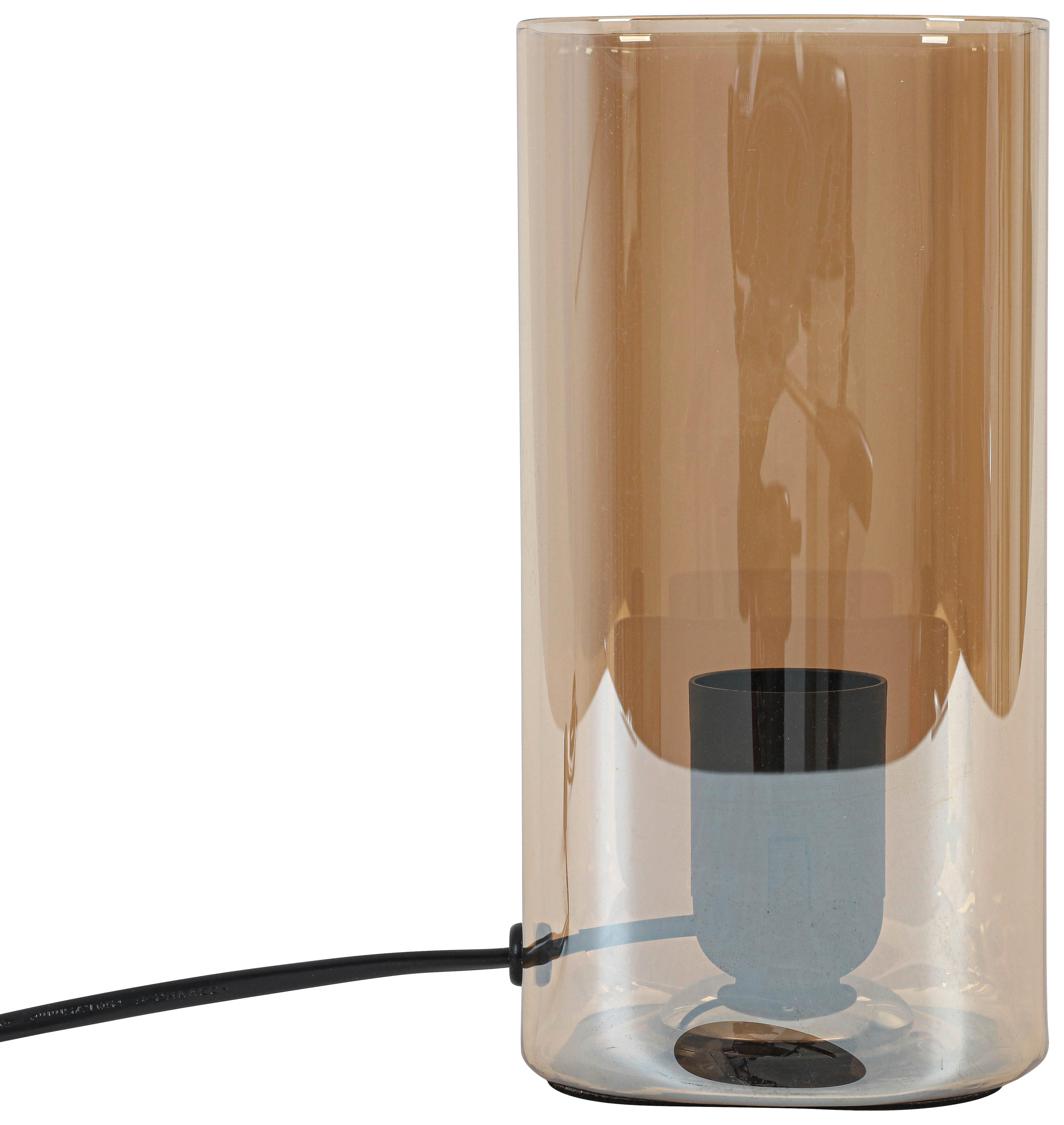 BORDSLAMPA AMBER - bärnstensfärgad/svart, Modern, glas/plast (10/10/20cm) - Mömax