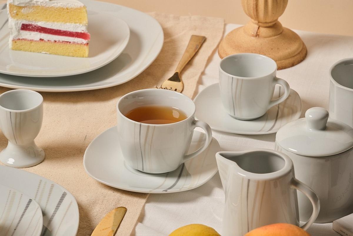 SERWIS OBIADOWO-ŚNIADANIOWY 12025 - beżowy/biały, Basics, ceramika - Novel