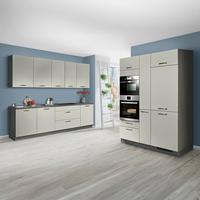 Küchenblock Star o. Geräte Hellgrau Hochglanz - Edelstahlfarben/Eiche grau, MODERN, Metall (280/150cm) - Express-Kuechen