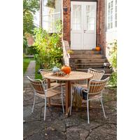 Gartenstuhl Metall & Teakholz - Weiß Hochglanz/Teakfarben, KONVENTIONELL, Holz/Metall (58,5/78/56,5cm) - Gardenson