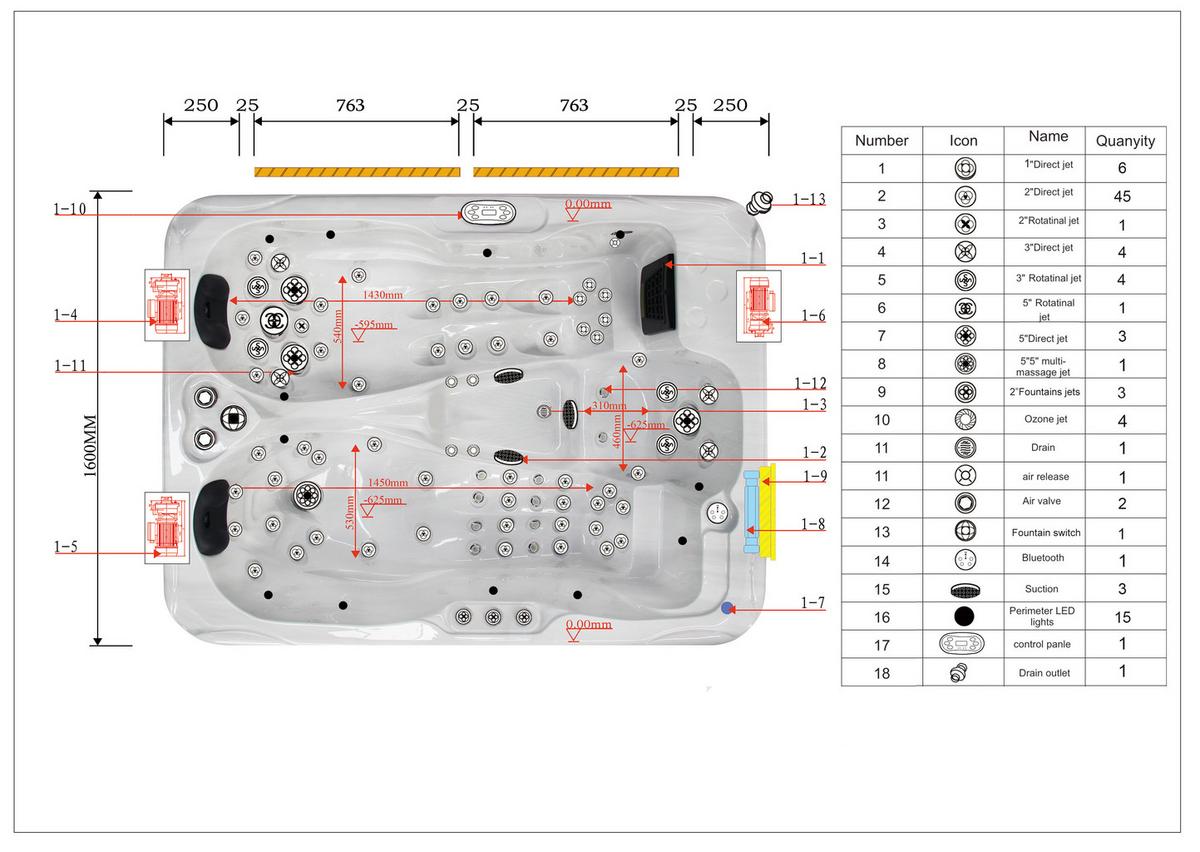 Whirlpool Capri Grauweiß ca. 210x160x90cm - Grauweiß, KONVENTIONELL, Kunststoff (210/160/90cm) - Sanotechnik