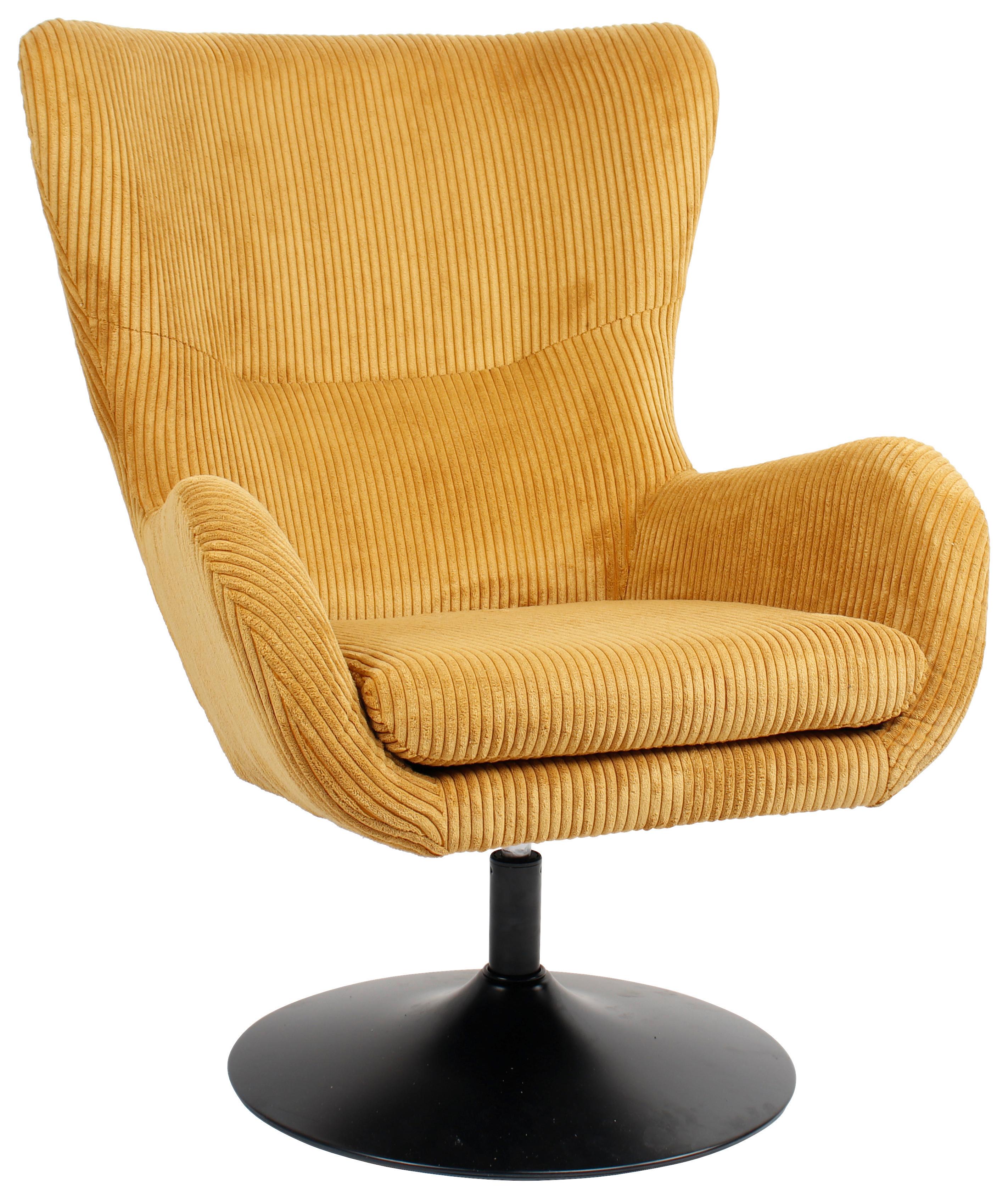 Sessel Shiba in Gelb - Gelb/Schwarz, MODERN, Textil/Metall (76/99/87cm) - Mömax
