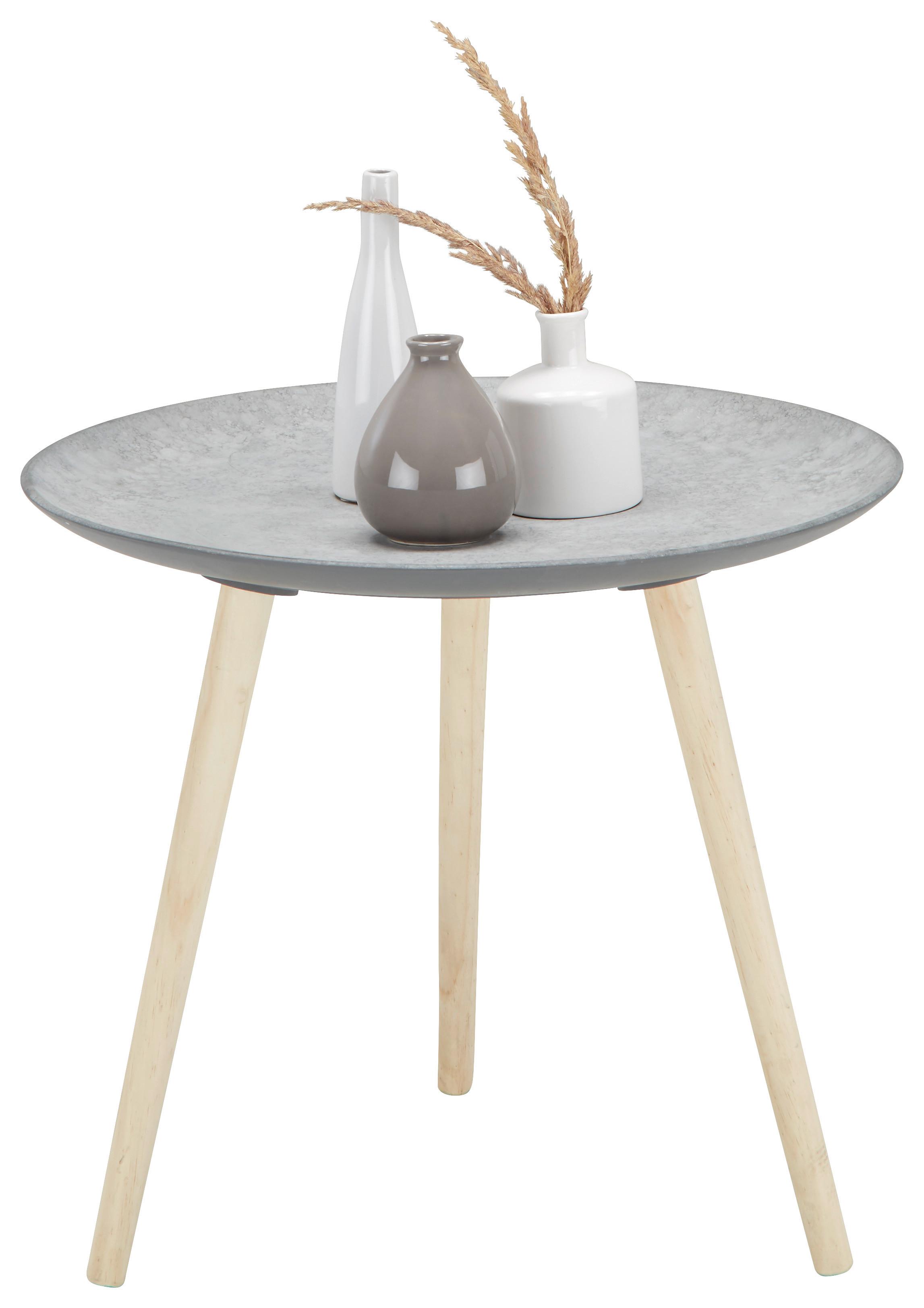 Beistelltisch Grau/Naturfarben - Naturfarben/Braun, Holz/Holzwerkstoff (55/48cm) - Modern Living