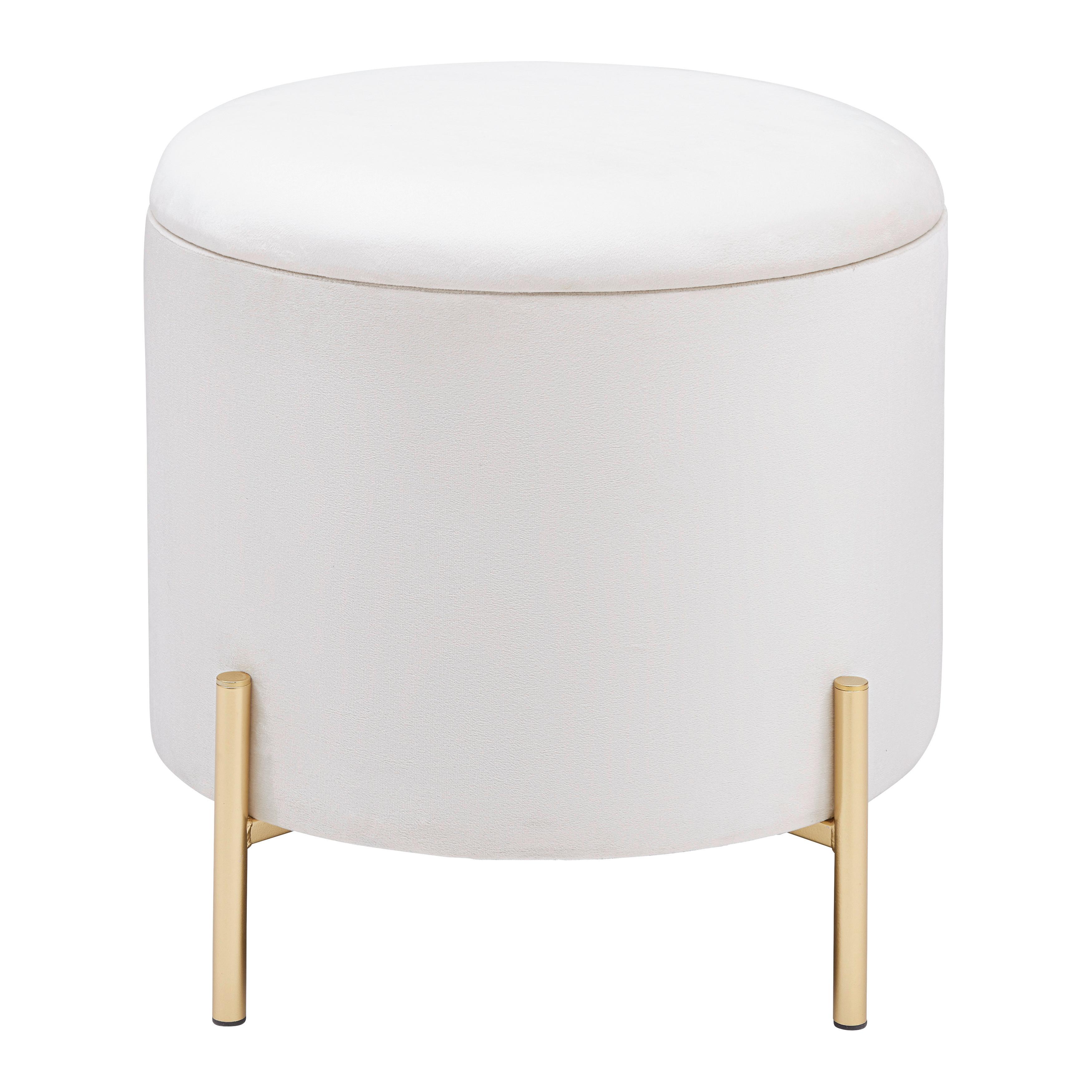 Hocker Mixo Weiß/Gold - Goldfarben/Weiß, MODERN, Holzwerkstoff/Textil (47/50/47cm) - Mömax