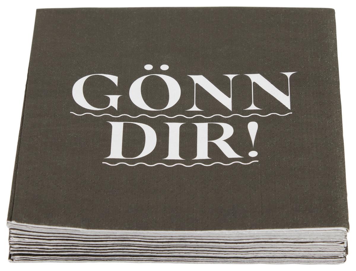 Cocktailserviette Linda in Schwarz ca. 25x25 - Weiss/Schwarz, Konventionell, Papier (25cm)